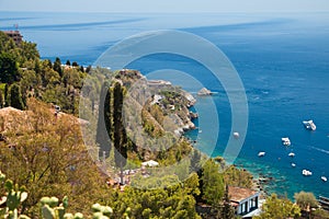 Italy, Sicily. Seascape of Taormina