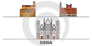 Italy, Siena flat landmarks vector illustration. Italy, Siena line city with famous travel sights, skyline, design.