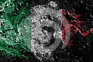 Italy smoky mystical flag on the old dirty wall background