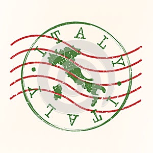 Italy Stamp Postal. Map Silhouette Seal. Passport Round Design. Vector Icon. Design Retro Travel.