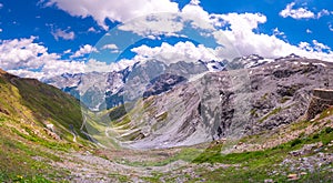 Italy, Stelvio National Park. Famous road to Stelvio Pass in Ortler Alps.