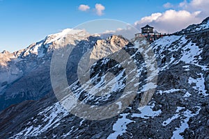 Italy, Stelvio National Park. Famous road to Stelvio Pass in Ortler Alps.