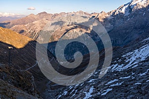 Italy, Stelvio National Park. Famous road to Stelvio Pass in Ortler Alps