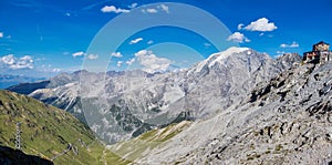 Italy, Stelvio National Park. Famous road to Stelvio Pass in Ortler Alps