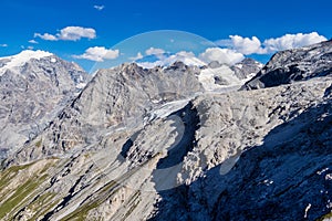 Italy, Stelvio National Park. Famous road to Stelvio Pass in Ortler Alps