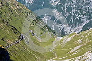 Italy, Stelvio National Park. Famous road to Stelvio Pass in Ortler Alps