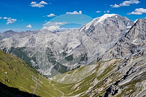 Italy  Stelvio National Park. Famous road to Stelvio Pass in Ortler Alps