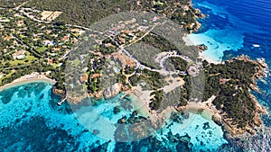 Italy summer holidyas . Sardegna island and best beaches of Emerald coast (costa smeralda) . aerial view photo