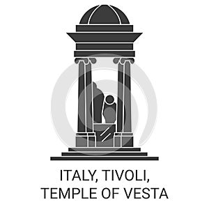 Italy, Tivoli, Temple Of Vesta travel landmark vector illustration