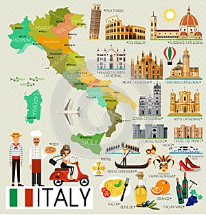 Italy Travel Map.