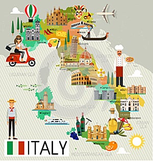 Italy Travel Map.