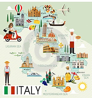 Italy Travel Map.