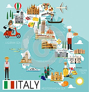 Italy Travel Map. photo