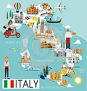 Italy Travel Map.