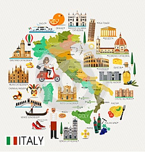Italy Travel Map.