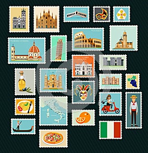 Italy Travel Stamps.