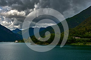 Italy, Trentino Alto Adige: View of Ledro lake in a Cloudy day photo