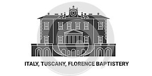 Italy, Tuscany, Florence Baptistery, travel landmark vector illustration