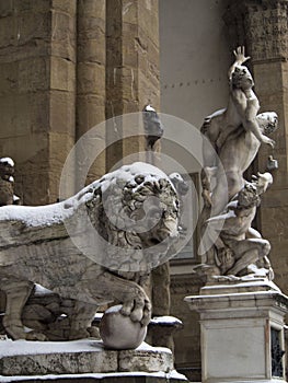 Italy, Tuscany, Florence under snow.