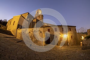 Italy, Tuscany Maremma Castiglione della Pescaia, night view of the Pieve, church of San Giovanni Battista