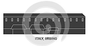 Italy, Urbino, travel landmark vector illustration