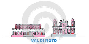 Italy, Val Di Noto line cityscape, flat vector. Travel city landmark, oultine illustration, line world icons photo
