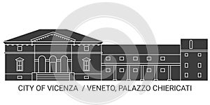 Italy, Veneto, Palazzo Chiericati, travel landmark vector illustration