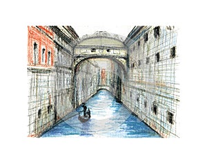 Italy venice bridge sighs illustratio