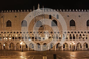 Italy. Venice. Doge's Palace at night