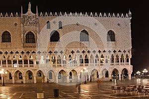 Italy. Venice. Doge's Palace at night