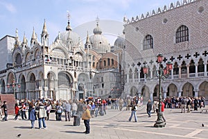 Italy. Venice. Doge's Palace and St Mark's Basilica