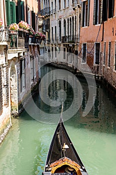 Italy, Venice, Gondola navigating the narrow canals