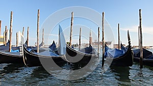 Italy, Venice. Old italian architecture with landmark bridge, romantic boat. Venezia. Grand canal for gondola in travel europe cit