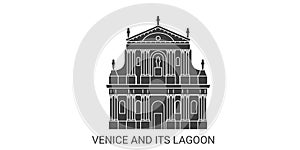 Italy, Venice, Palazzio travel landmark vector illustration