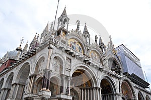 Italy, Venice. Piazza San Marco, St Mark`s Square,The Patriarchal Cathedral Basilica of Saint Mark