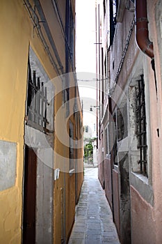 Italy, Venice. Windows in Venice. Buildings and structures in Venice