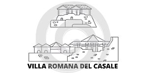 Italy, Villa Romana Del Casale line travel skyline set. Italy, Villa Romana Del Casale outline city vector illustration