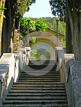 Italy villa Tuscany fresco shrine photo