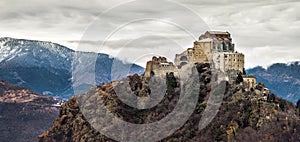 Italy web banner horizontal background Piedmont region Turin province Sacra di San Michele abbey church local landmarks