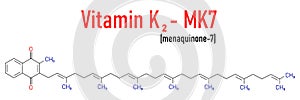 itamin K2 or menaquinone molecule. Skeletal formula. Menaquinone-7. MK7. Menachinon-7