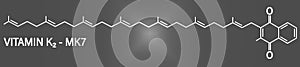 itamin K2 or menaquinone molecule. Skeletal formula. Menaquinone-7. MK7. Menachinon-7