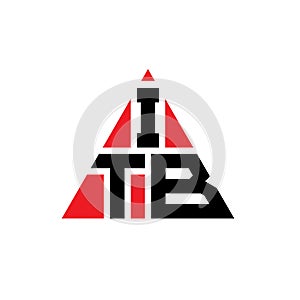 ITB triangle letter logo design with triangle shape. ITB triangle logo design monogram. ITB triangle vector logo template with red