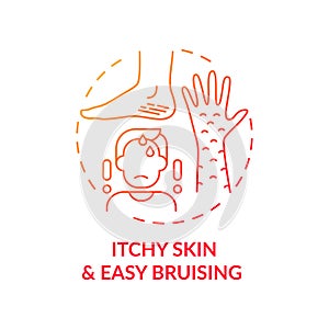Itchy skin and easy bruising concept icon