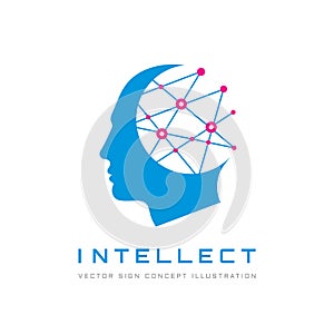 Itellect - concept business logo template vector illustration. Human head creative sign. Abstract mind symbol. Technology digital