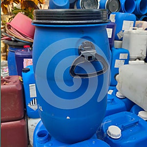 This item can be used as a container for water or a kind of food powder or other necessities. It is made of blue photo