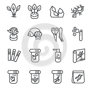 Items for aquarium hobby as line icons set 2