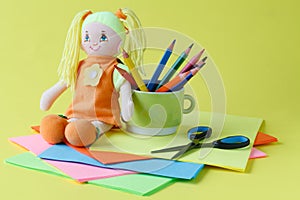 Items for children`s creativity, background