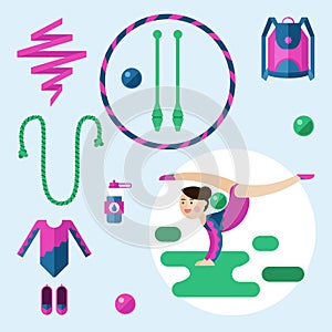 Items for rhythmic gymnastics.