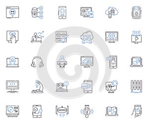 Items and things line icons collection. Artifact, Accessory, Appliance, Apparatus, Contraption, Device, Gadget vector