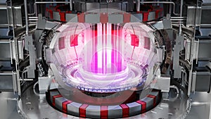 ITER Tokamak nuclear reactor with internal communications and plasma inside